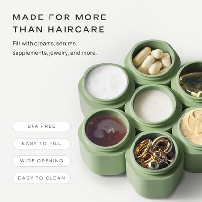 Cadence Travel Containers Haircare Capsule Set - Magnetic Containers with Lids,Carry On Travel Essentials For Women/Men - 3 Flex Mediums (1.32oz) - Shampoo, Conditioner & Comb Icon Labels - Eucalyptus - color: Eucalyptus, size: Haircare (Set of 3)