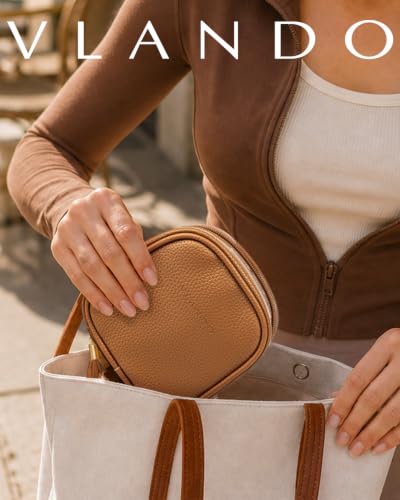 VLANDO Makeup Bag for Purse,Toiletry Pouch with Inner Pockets,Coconut Brown - color: Mini-Lychee Brown