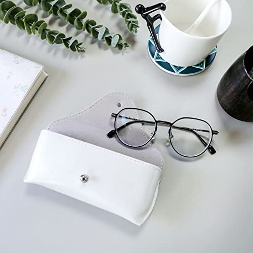 LogHog Portable Leather Glasses Case,Flexible Sunglasses Pouch Slim Case for Women Men Horizontal Eyeglass Case - color: White