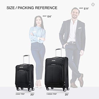 Samsonite Solyte DLX Softside Expandable Luggage with Spinner Wheels, Midnight Black, 2-Piece Set (20/25) - color: Midnight Black, size: 2-Piece Set (20/25)