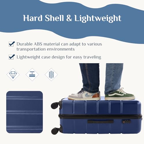 OLIXIS 24 Inch Carry-On Suitcase, Hardside Rolling Luggage, Blue - color: Blue, size: 24 IN