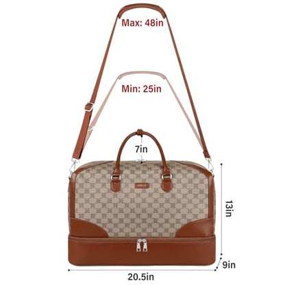 ITIEZY Weekender Bag for Women 21.5" Travel Duffel Large Carry On Bag 3PCS - color: 9B-Light Brown