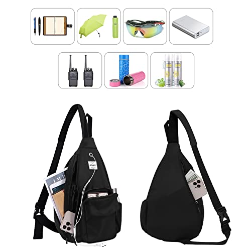 Backpack Sling for Women Anti-Water Crossbody Bag Inclined Adjustable Pack - color: Black
