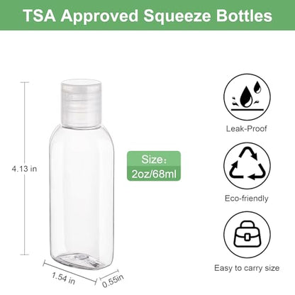 Travel Bottles for Toiletries 5 Pack 2oz TSA Approved Squeeze Bottle - color: Clear, size: 2oz, style: C-5Pack
