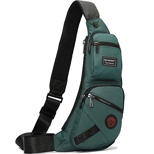 NICGID Sling Bag Chest Shoulder Backpack Crossbody Daypack for Men Women - color: Dark Green-1