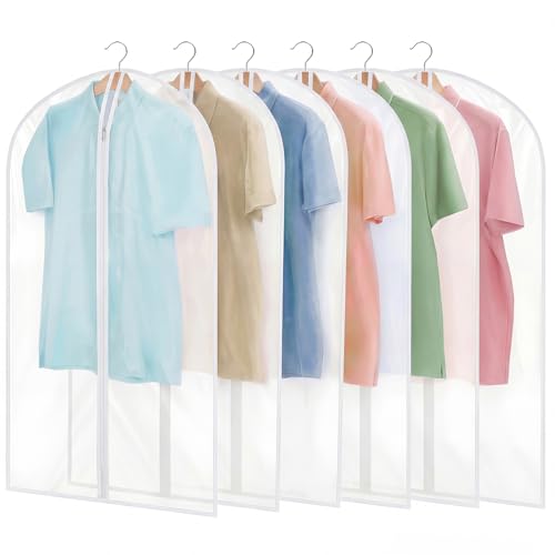 Dntorx 6 Pack Garment Bags, 24 x 40 Inch Peva Covers, White Edge - color: Matte with White Edge, size: 40in *6