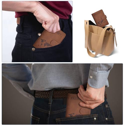 Passport Holder Cover Wallet Case RFID Blocking Card Slot Travel Essentials - color: Brown