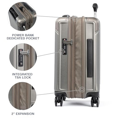 Travelpro Platinum Elite Hardside Carry-On Luggage, Sand, 20-Inch - color: Metallic Sand, size: Compact Carry-On 20-Inch