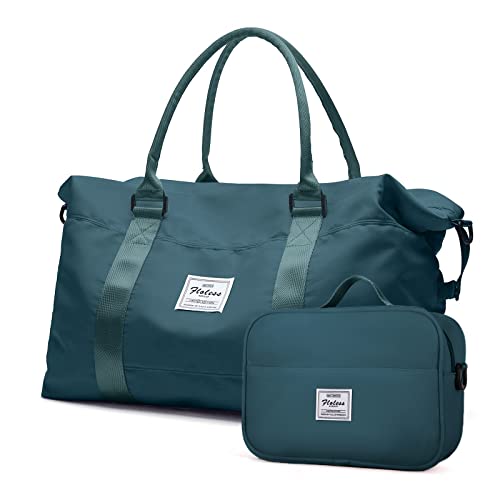 Travel Duffel Bags for Women,Carry-On Weekender Overnight Bag - color: Peacock Blue, size: Large