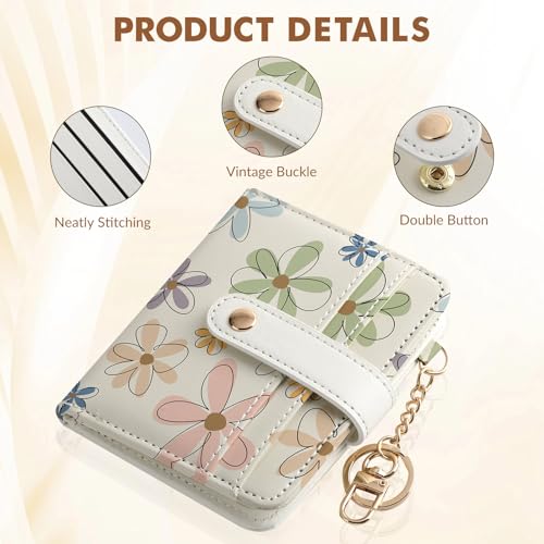 Women Wallet, RFID Blocking Bifold PU Leather Wallet, Small Slim Compact Purse with Clear ID Window & Zipper Coin Pocket, Credit Card Holder for Ladies,1 ID window 8 Card Slots,Line drawing - color: Line drawing