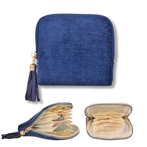 Jewelry Organizer Case, Small Travel Velvet Pouch, Portable - color: Gem Blue