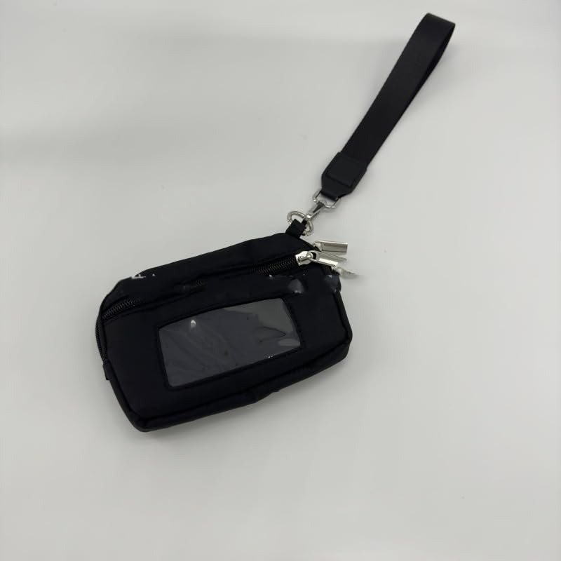 Clip And Go Strap for Phone with Wallet Checkered Crossbody Phone Lanyard With AntiTheft Zipper Pouch - color: Black Red-16