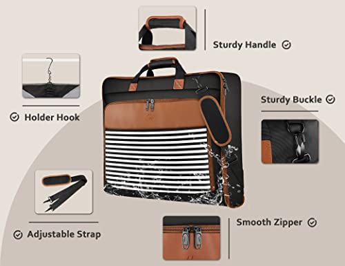 MATEIN Suit Carry On Garment Bag for Travel, Suit Bag with Adjustable Strap - color: Black Stripe