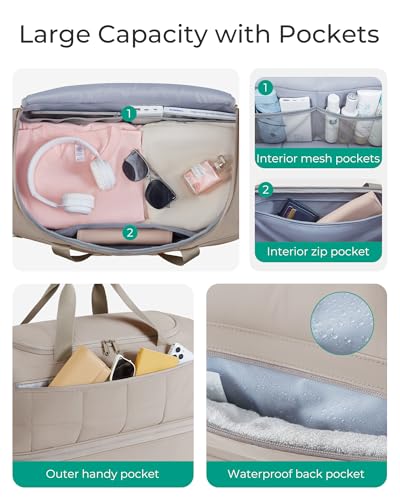 BAGSMART 40L Rolling Duffle Bag with Wheels and Handle, TSA Carry On Bags for Travel with Shoe Compartment, Charcoal
