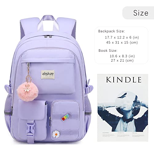 abshoo School Backpack for Girls Teen Elementary Middle High School Bookbag - color: Purple