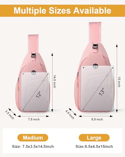 Pritent Crossbody Bags for Women Men Sling Bag Backpack Shoulder Bag - color: Light Pink, size: Medium