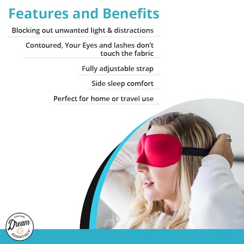 Wild Essentials Sweet Dreams Contoured Sleep Mask Kit with Travel Pouch and Earplugs Set ~ Red - color: Red