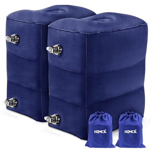 HOMCA Inflatable Travel Foot Rest Pillow for Airplane (2-Pack) - color: Blue