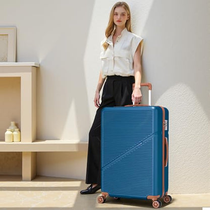 Cosbarn Luggage Sets, Durable 20,24,28 inch Suitcase Sets With Wheels - color: Navy