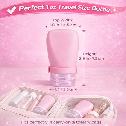 1 oz Silicone Travel Bottles, Leakproof Squeeze Bottle Mini Travel Size Container for Toiletries Lotion Shampoo and Conditioner Liquid Salad Dressing to go Condiment, TSA Approved, 4 Pack - color: Black, Grey, Pink, Green, size: 1 oz