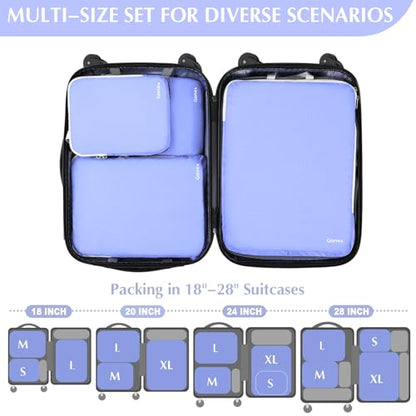 Gonex Compression Packing Cubes, 4-Piece Expandable Travel Organizers - color: 4-Periwinkle, size: 4 Set