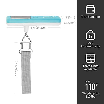 pack all Digital Luggage Scale for Travel, 110Lbs Capacity, 0.1Lb Precision - color: Blue
