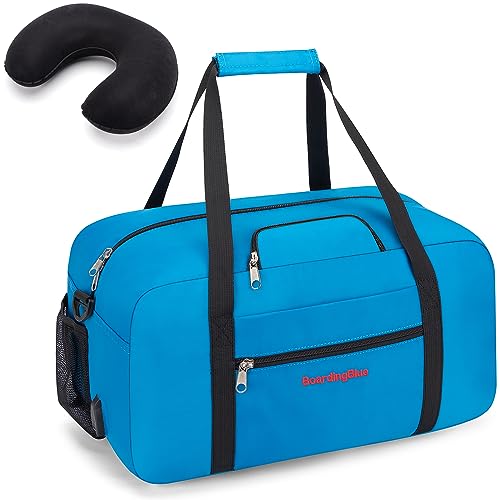17x10x9 United Airline Personal Item Under Seat Duffel Bag With Free Pillow And USB Port (Royal Blue) - color: Royal Blue