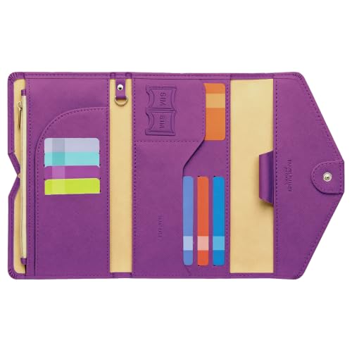 Passport Holder Travel Wallet Organizer for Women,Aubergine Purple | RFID secure, 6 card slots, 32 sim pockets, passport holder with zip-around wallet, slim fit for women travelers. - color: Aubergine Purple