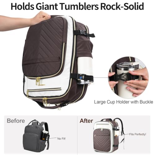 VANKEAN 50L Water- Resistant Laptop Backpack for Women College - color: Beige/Coffee, size: 50L