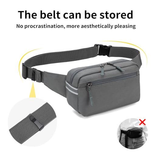 Small Fanny Pack for Women Men,Water Resistant Waist Pack with RFID,Gray - color: Gray