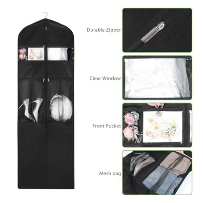 KEEGH Wedding Dress Garment Bag, Bridal Bag for Gowns 72 in, Black - color: Black