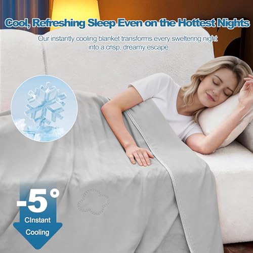 Cooling Blanket Queen(90"x90"),Double-Sided Cold Blanket for Hot Sleepers - color: Light Grey, size: Queen(90" x 90")