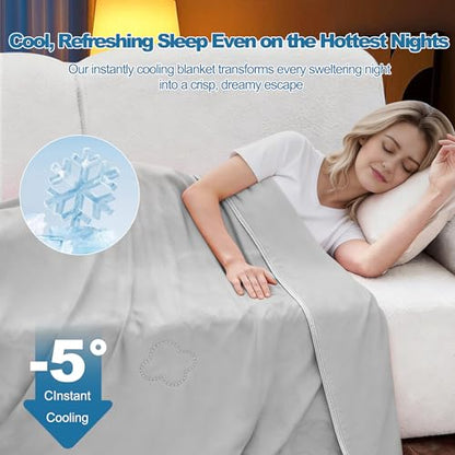 Cooling Blanket Queen(90"x90"),Double-Sided Cold Blanket for Hot Sleepers - color: Light Grey, size: Queen(90" x 90")