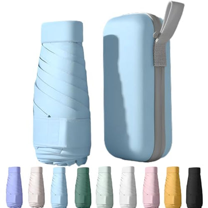 Mini Travel Sun Umbrella for Purse, UPF 50+ with Case - color: Sky Blue