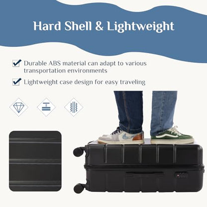 OLIXIS 20 Inch Carry-On Suitcase, Hardside Rolling Luggage, Black - color: Black, size: 20 IN