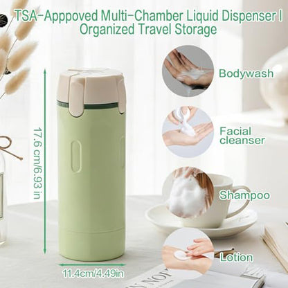 4-in-1 Travel Dispenser Bottle, TSA Approved Leakproof Set | 4-in-1 rotatable Design, Leakproof Hard Shell, 4x30ml/1oz Liquid containers, Portable Organizer Conditioner Lotion Cream Vacation - color: White