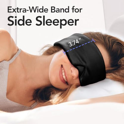 LitBear Silk Sleep Mask for Side Sleeper, Travel, Airplane, Jet Black - color: Jet Black
