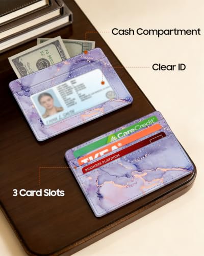 FINTIE Slim Minimalist Front Pocket Wallet RFID Blocking Credit Card Holder - color: lilac marble
