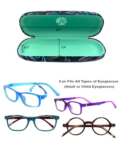 JAVOedge [4 PACK / 3 PACK], Printed Pattern Durable Hard Clamshell Eyeglass Case with Bonus Microfiber Cloth - color: Rose Flower, size: 3 PACK
