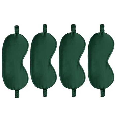 4PACK Sleep Masks Satin Eye Mask Silk Eyes Cover Silky Blindfold Blackout Eyeshade Soft Eyeshades Sleeping Covers Travel Nap - color: Evergreen