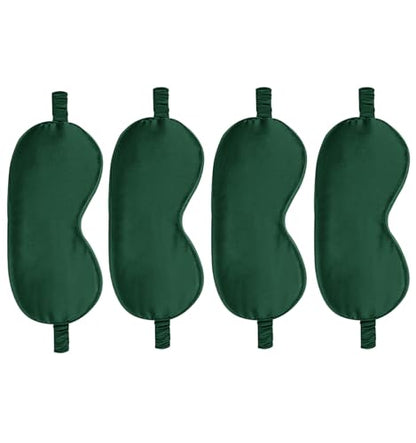 4PACK Sleep Masks Satin Eye Mask Silk Eyes Cover Silky Blindfold Blackout Eyeshade Soft Eyeshades Sleeping Covers Travel Nap - color: Evergreen