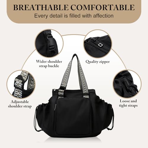 Expandable Shoulder Bag, Unisex Foldable Travel Bag - color: Black-N