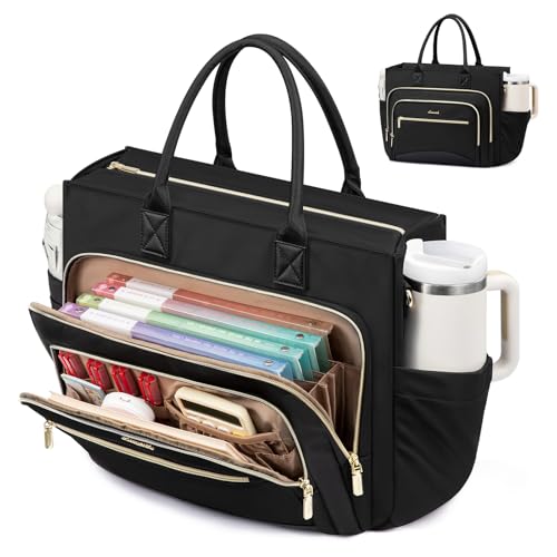 LOVEVOOK Work Tote Bags for Women,Laptop Teacher Bag With File Organizer - color: Black, size: 15.6 inch