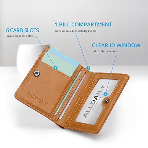 Alldaily Small RFID Wallet for Women Slim Compact Bifold Pocket Ladies Travel Mini Purse (Brown) - color: Brown