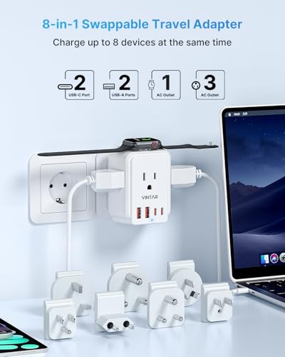 VINTAR Universal Travel Adapter for Apple Watch Charger, Type A,B,C,D,G,I,M - style: Type A/B/C/G/D/M/I-All in One Adapter