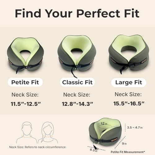 Ergonomic Travel Neck Pillow for Airplanes & Cars, Small - size: Small (Neck Size: 11.5"-12.5")
