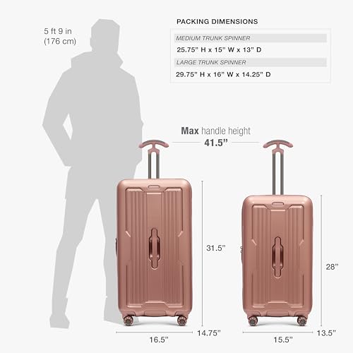 Traveler's Choice Ultimax II Polycarbonate Hardside Luggage with Spinner Wheels, Rose Pink, 31-Inch Large Trunk - color: Rose Pink, size: 31-Inch Large Trunk