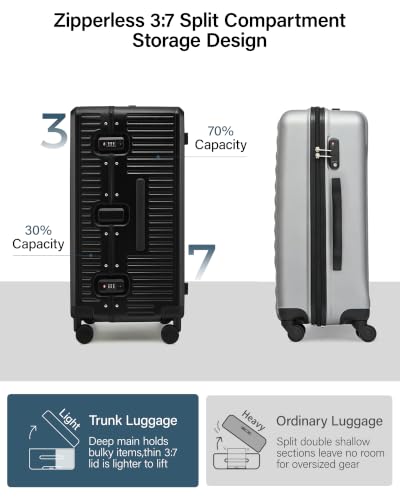 MILADA 26'' Hardshell Checked Suitcase, Trunk Zipperless Aluminum Luggage - color: Jet Black, size: Trunk 26 Inch