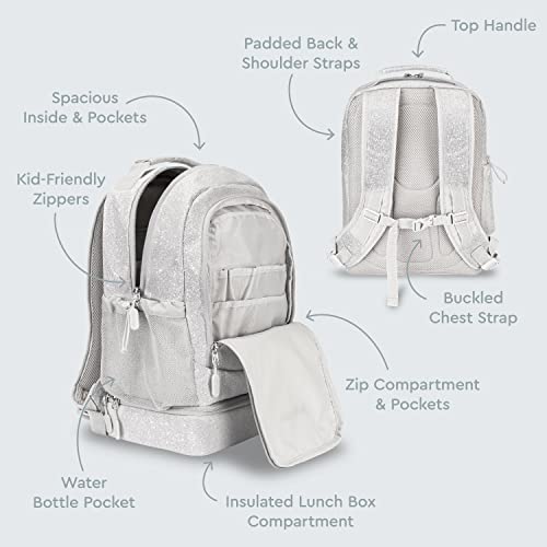 Bentgo Kids 2-in-1 Backpack & Insulated Lunch Bag with Padded Straps - color: Glitter Edition - Silver, size: Kids Large