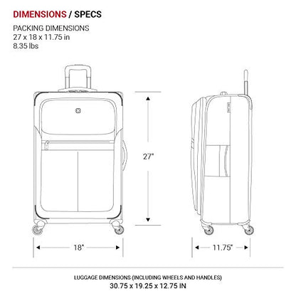 SwissGear 4010 Softside Luggage with Spinner Wheels, Black, Checked-Large 27-Inch - size: Checked-Large 27-Inch